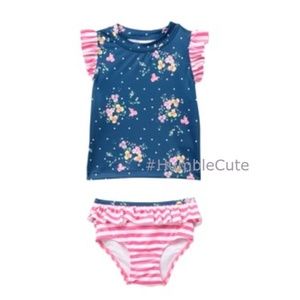 Harper Canyon Ruffle Rashguard Swimsuit Set 12M